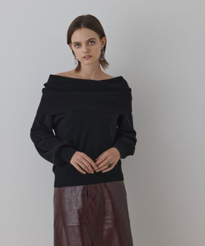 ウールオフショルニットトップ