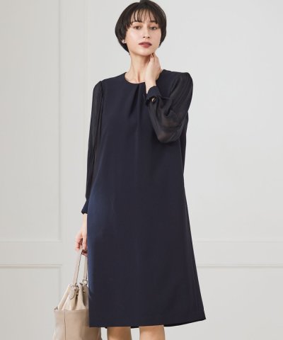 【セットアップ対応/洗える】トリアセダブルジョーゼット シフォンスリーブ ワンピ