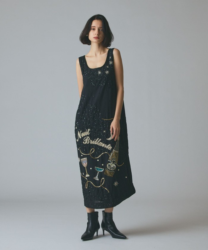 GRACECONTINENTAL シャイニーembドレス ブラック 36