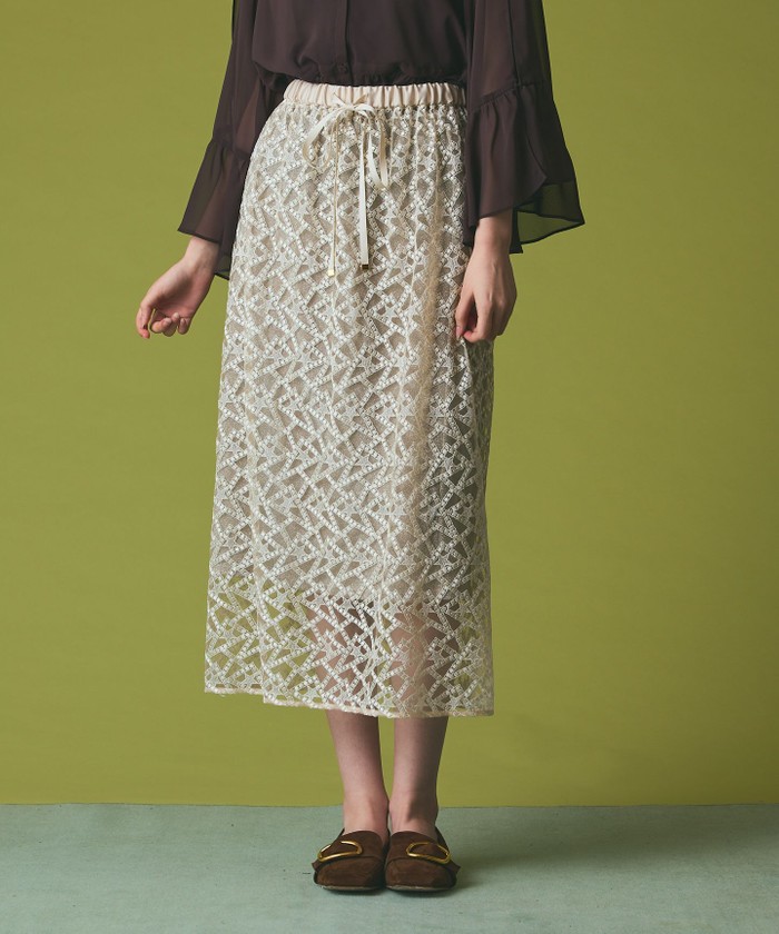 GRACECONTINENTAL スターembチュールスカート キナリ 36