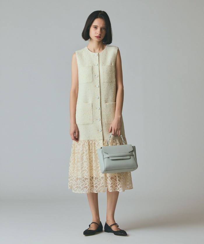 GRACECONTINENTAL チュールコンビツイードワンピース キナリ 36