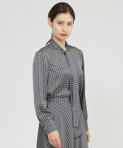 【eclat掲載】【再入荷 / ウォッシャブル】ラインドット　ブラウス