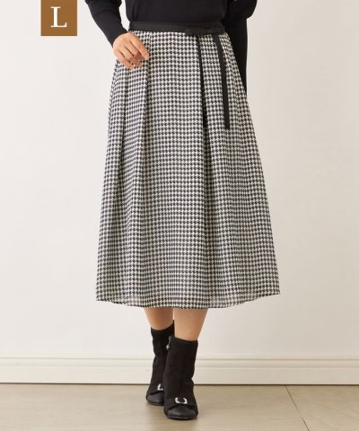 【L】ジョーゼット千鳥 タックスカート