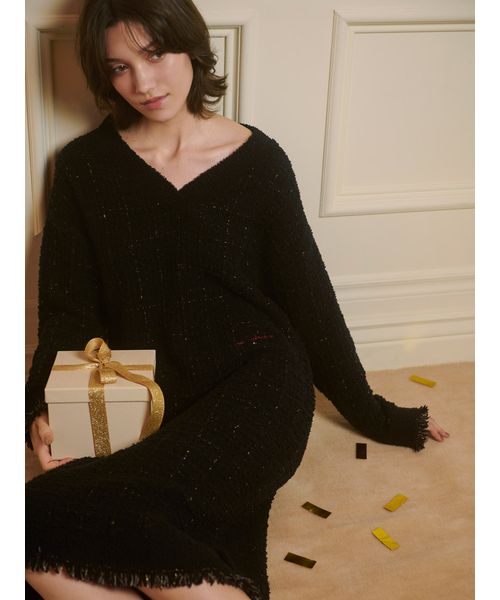 JOEL ROBUCHON】ツイードモコVネックワンピース(508625150)｜阪急