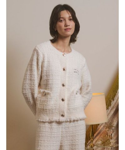 【JOEL ROBUCHON】ツイードモコクルーネックカーディガン