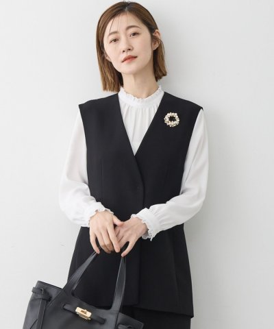 【セットアップ対応/洗える】トリアセダブルジョーゼット ジレ