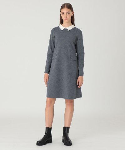 襟付きニットドレス