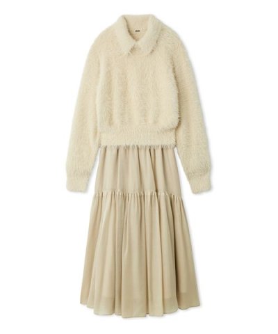 【セットアイテム】衿付きニットティアードスカートコーデSET