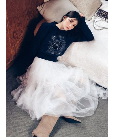 チュールアシメティアードスカート