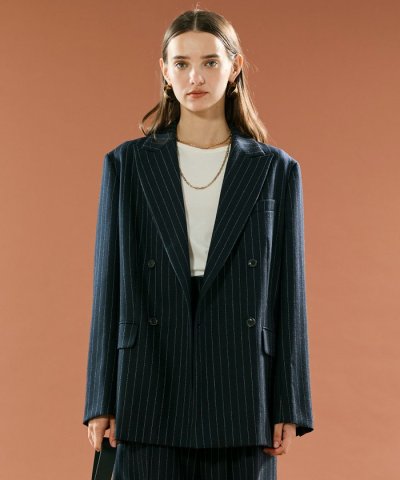 DELAND / ウールピンストライプダブルジャケット