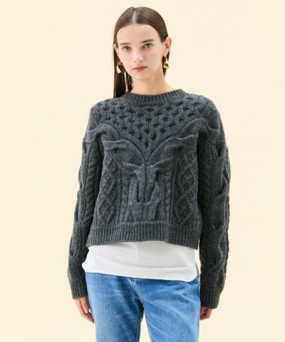 RULE / ウールカシミヤアラン編みクロップドニット