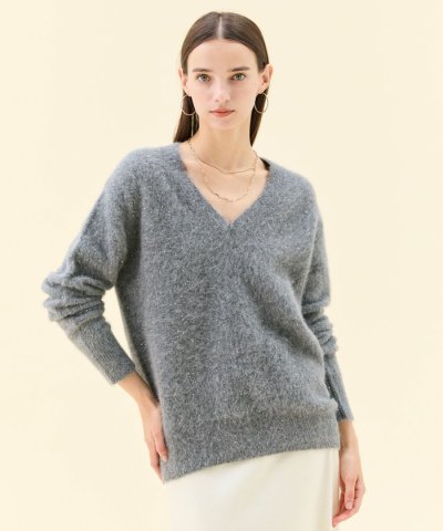 AMARILLO / スパンコールフォックスVネックニット