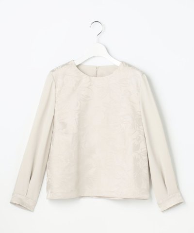 【カタログ掲載・セットアップ対応】フラワーオパールプリントブロッキング ブラウス