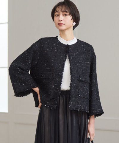 GIOLICAツイード ノーカラー ジャケット