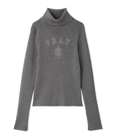 カレッジエンブロイダリーリブタートルニット