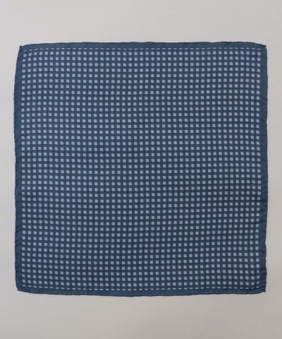 首にも巻ける【2WAY/日本製】シルク100% ポケットチーフ（チェック柄）