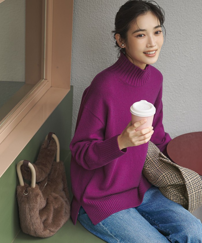見上愛さんコラボカラー/Oggi掲載】カシミヤブレンド ハイネック ニット 23区（ニジュウサンク） 【見上愛さんコラボカラー/Oggi掲載】カシミヤ