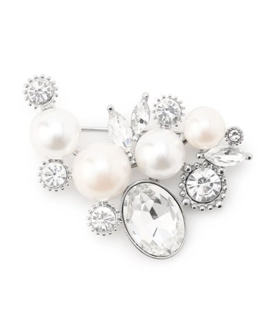 パールMIXトライアングル ブローチ