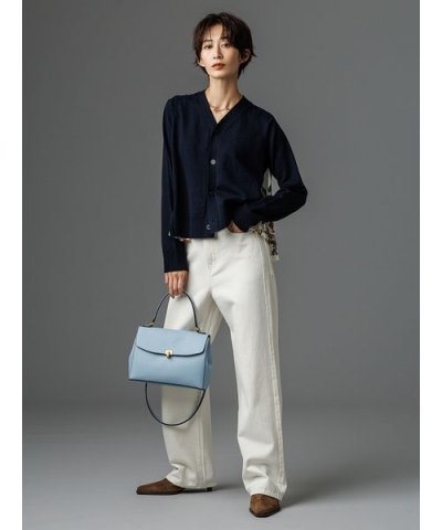 細ベルト付きストレートデニムパンツ