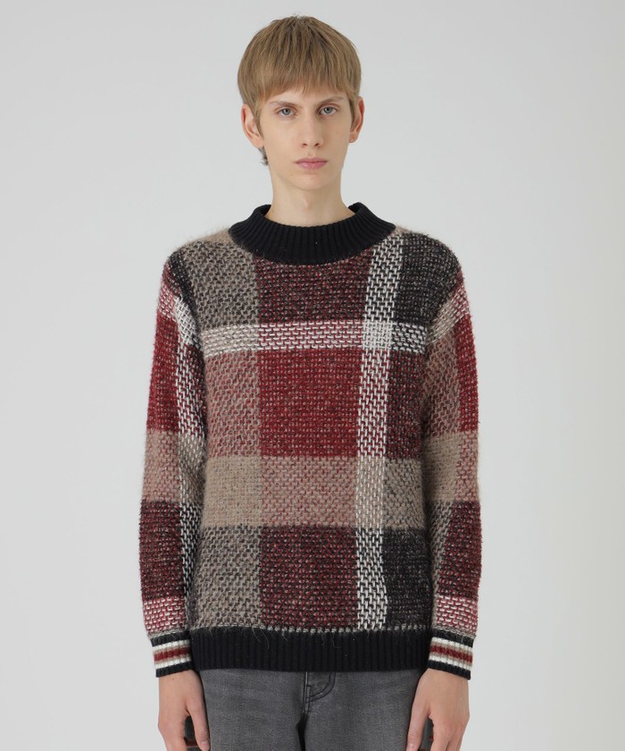 一昨年購入・数回着用の美品★ブラックレーベル・クレストブリッジ ニット裏起毛 M WEB・一部店舗限定】クレストブリッジチェックタートルネックニット