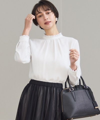 【洗える】バックサテンアムンゼン フリルデザインシャツ