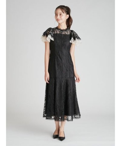 フレアスリーブレースマーメイドドレス