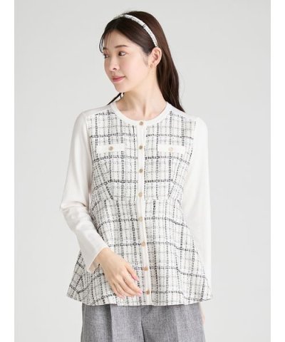 ツイードペプラムカーディガン