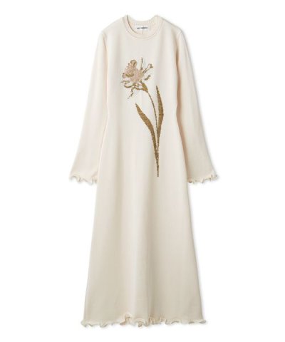 スイセンモチーフニットワンピース