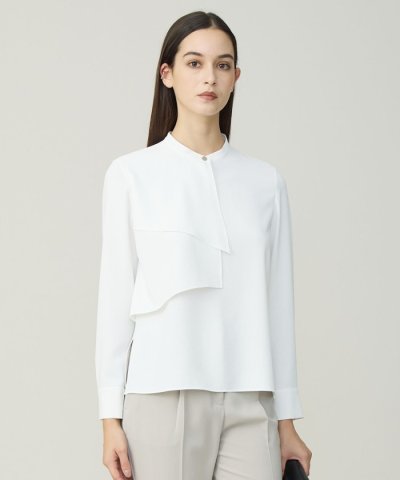 ストレッチジョーゼット ラッフルディテール ブラウス