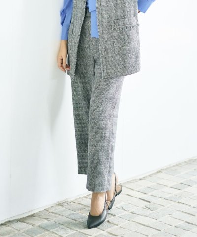 【17号サイズまで展開・カタログ掲載】ライトミックスツィードワイド パンツ