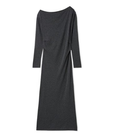 タックドレープワンショルリブニットワンピース