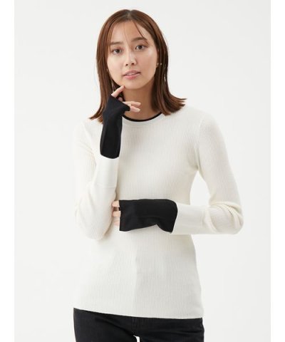 バイカラーリブニット