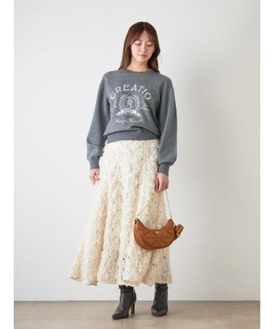 Sustainableデコラティブシフォンフレアスカート