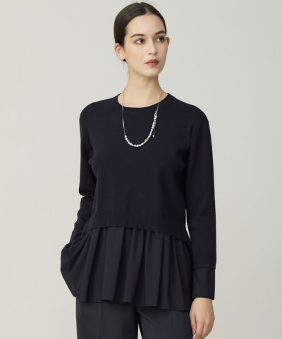 レーヨンシルクストレッチブレンド ドッキングペプラムプルオーバー