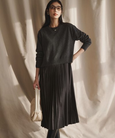 ニットセットアップ プリーツコンビ ワンピース