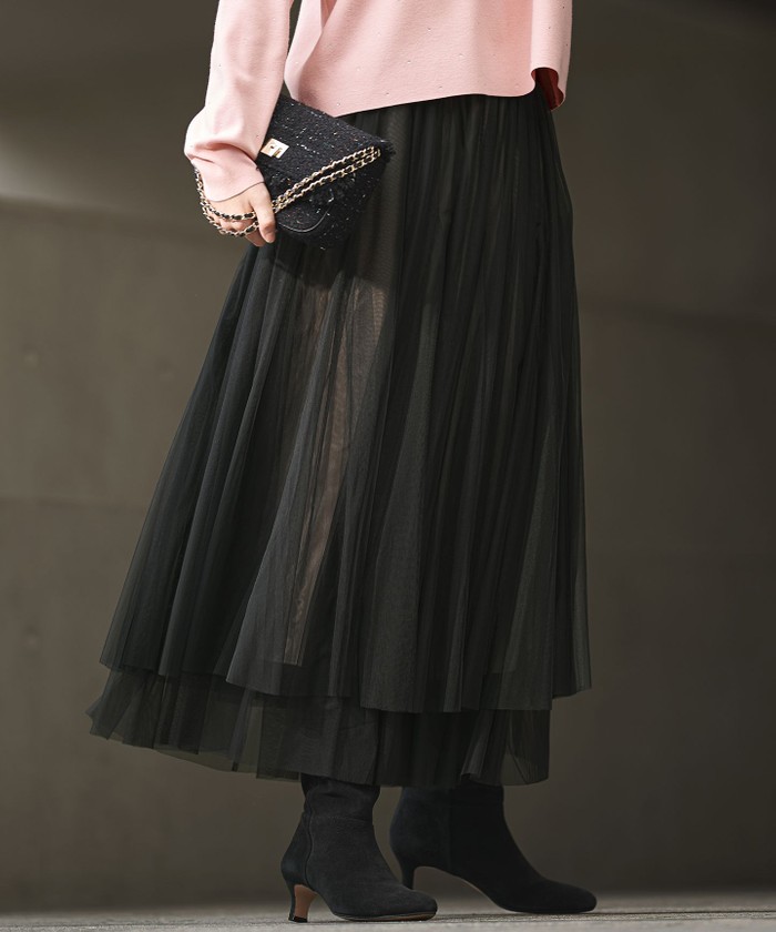 ブラック系｜Aラインスカート｜23区 (Lサイズ)(ニジュウサンク Lサイズ