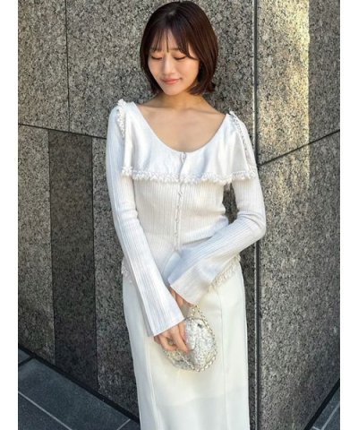 Sustainableビッグカラーレーストリムニットプルオーバー