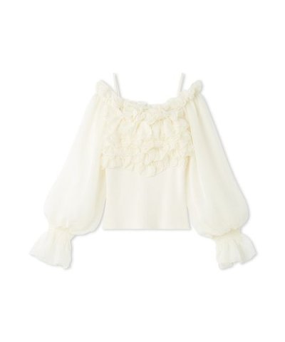 デザインシアーフリルニットプルオーバー