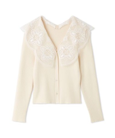 エンブロイダリーカラーニットトップス