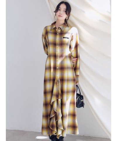 【SNIDEL/Prentiss】チェックアシメシャツワンピース