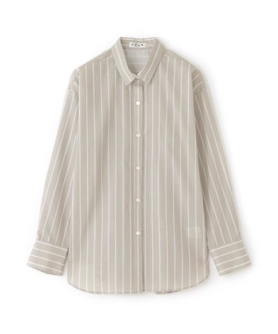 【L】【マシンウォッシャブル】コットンライクストライプシャツ