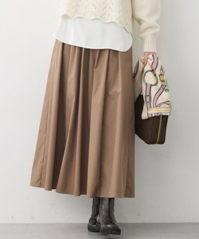 【先行予約/撥水加工/洗える】ブライトタフタ タック スカート