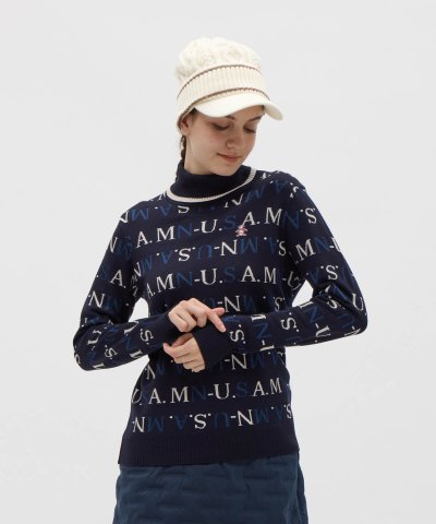 マンシングウェア Munsingwear ロゴジャカードタートルネックセーター