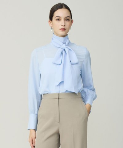 セルロースシルクビエラ ボウタイ付きブラウス