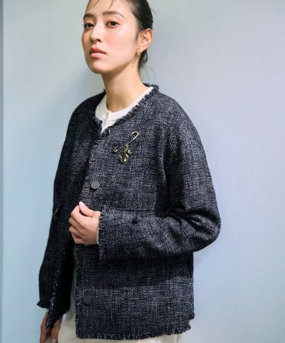 ライトブッチャーツイード ノーカラージャケット