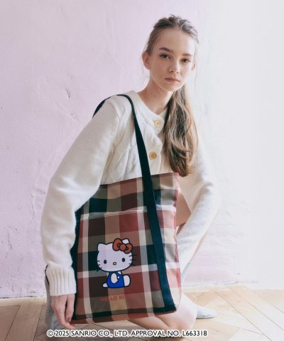 【ハローキティコラボ】クレストブリッジチェックビッグトート