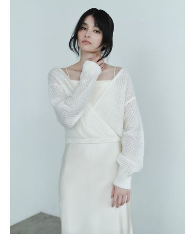 サテンキャミクロシェニットアンサンブル