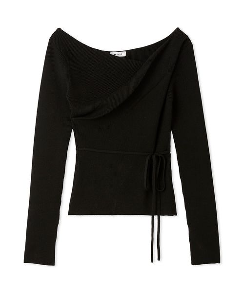 シルクブレンドアシメデコルテドレープリブニット(508650210)｜阪急