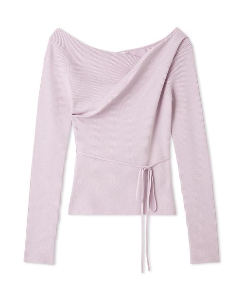 シルクブレンドアシメデコルテドレープリブニット(508650210)｜阪急