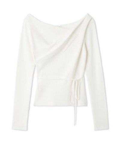 シルクブレンドアシメデコルテドレープリブニット